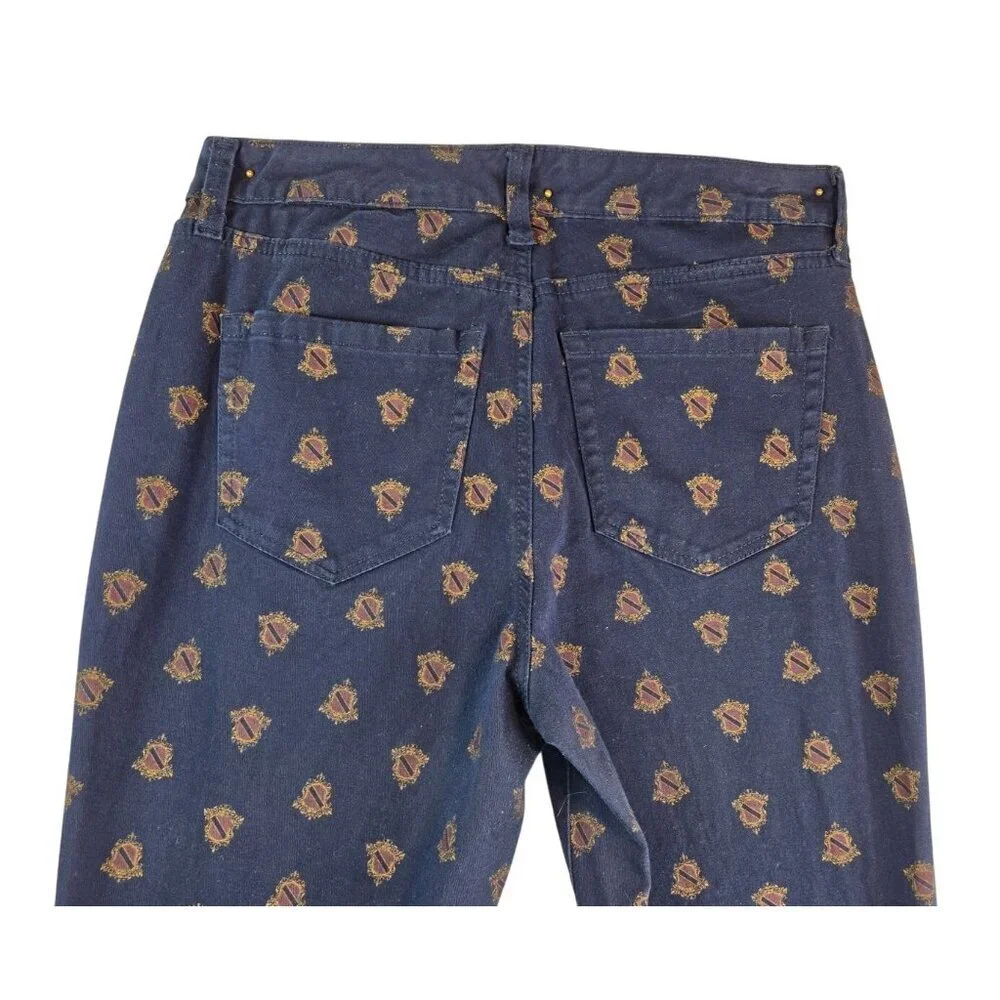 Charter Club Lexington Straight Leg Jeans 6 Navy Blue Preppy Family Crest Ankle